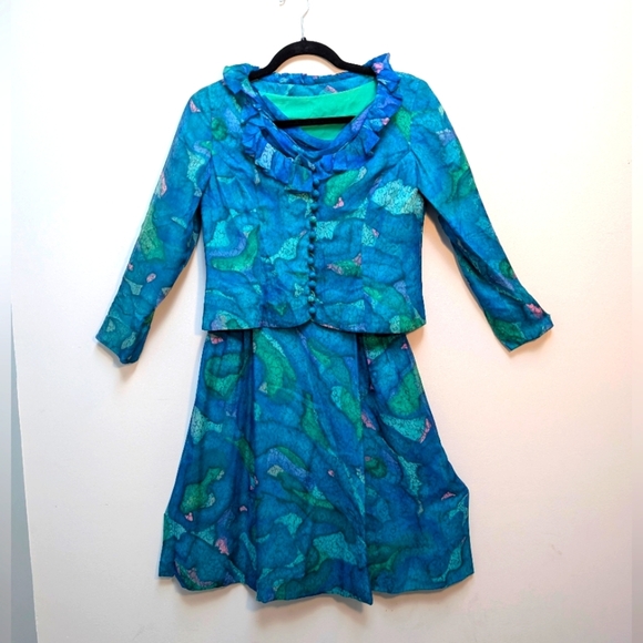 Vintage 1950s Handmade Silk Dress with Jacket - Picture 2 of 9